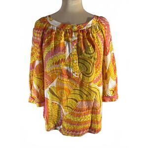 Banana Republic Trina Turk Sunny Bohemian Blouse with Button Front sz 6